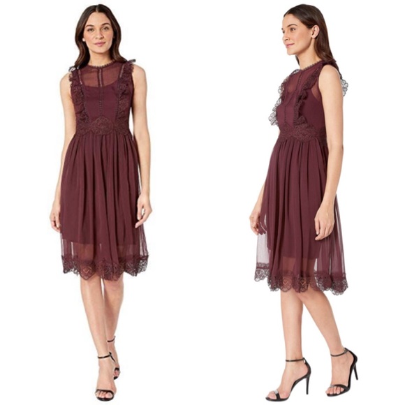 ted baker porrla frill lace midi dress